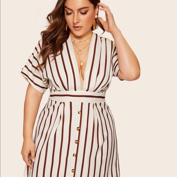 SHEIN Dresses & Skirts - Deep V-Neck Striped Dress